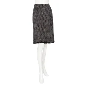 2017 Black and White Tweed Chevron Mock Wrap Skirt NWT