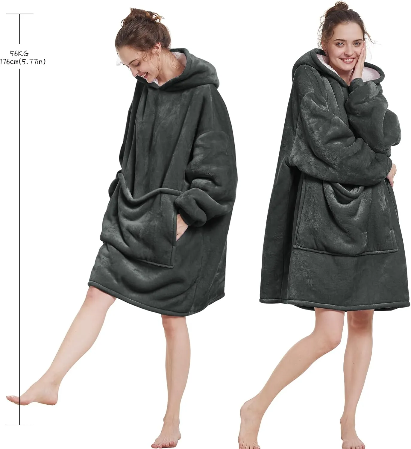 Aemilas Wearable Blanket Hoodie - Warm Sherpa Blanket Sweatshirt as Gifts for Adult Women Mom Men, One Size Fits All