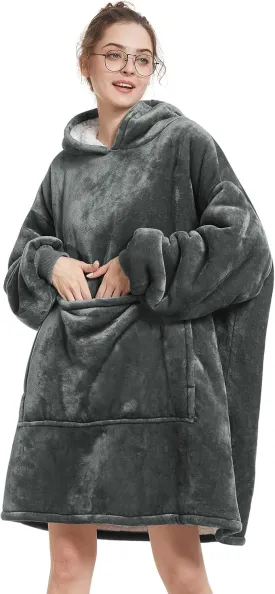 Aemilas Wearable Blanket Hoodie - Warm Sherpa Blanket Sweatshirt as Gifts for Adult Women Mom Men, One Size Fits All