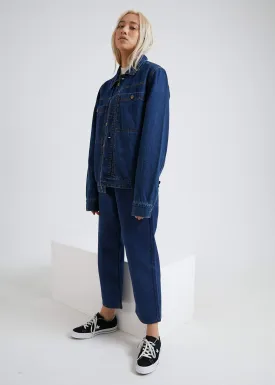 Afends Womens Shelby - Hemp Denim High Waist Wide Leg Jean - Indigo Rinse