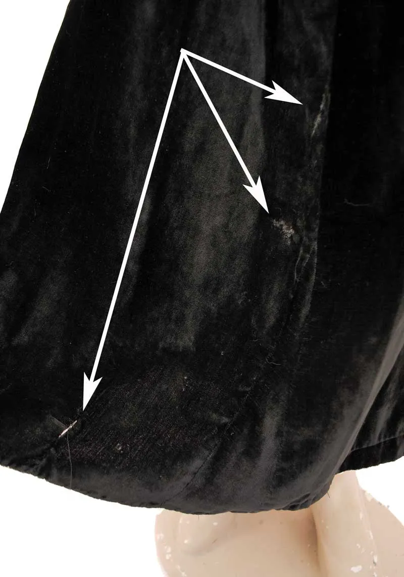 Antique Edwardian Black Velvet Skirt