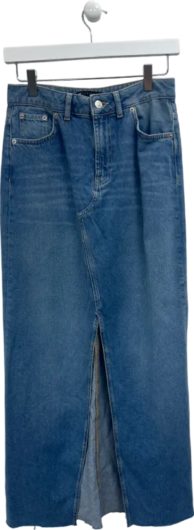 ASOS Blue Denim Maxi Split Front Skirt In Indigo UK 6