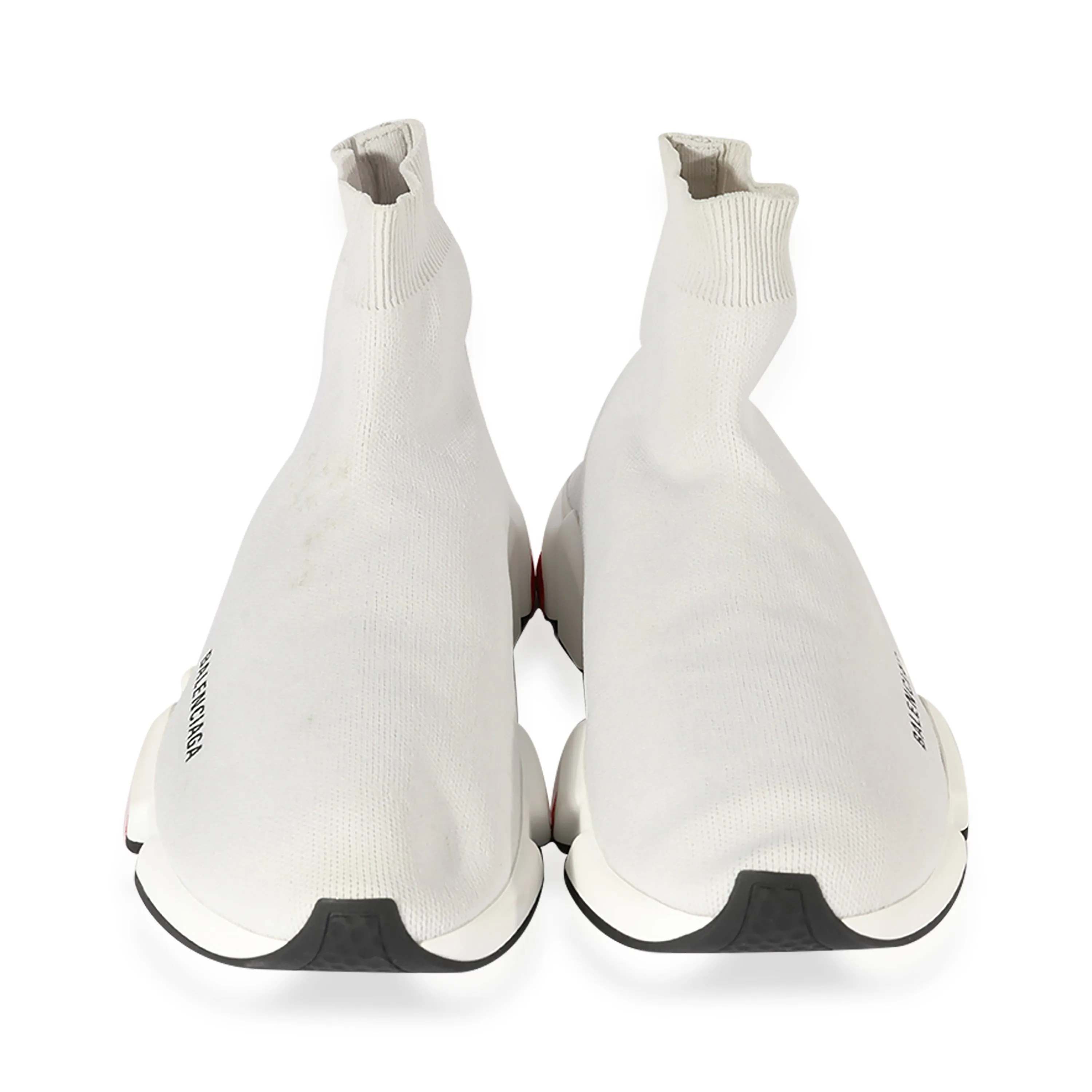 Balenciaga Speed Trainer in Sleek Grey and Vibrant Red - High-Performance Fashion Sneakers