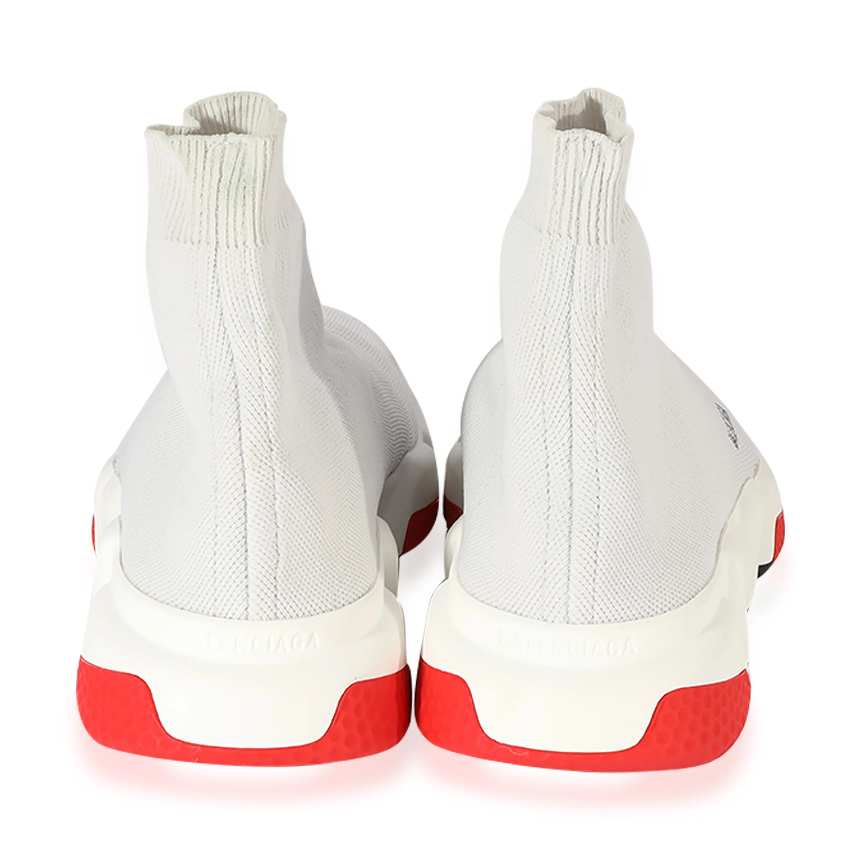 Balenciaga Speed Trainer in Sleek Grey and Vibrant Red - High-Performance Fashion Sneakers