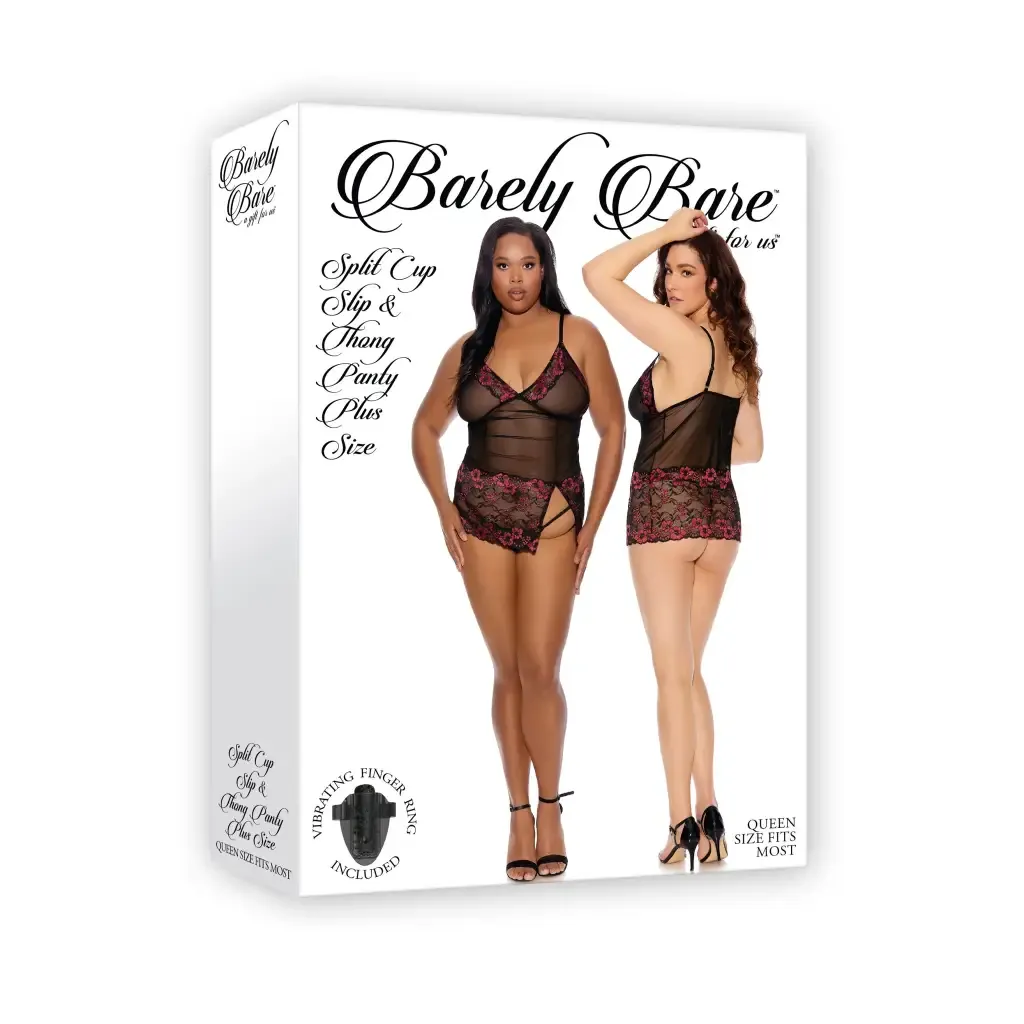 Barely Bare Split Cup Slip & Thong Panty Q/s
