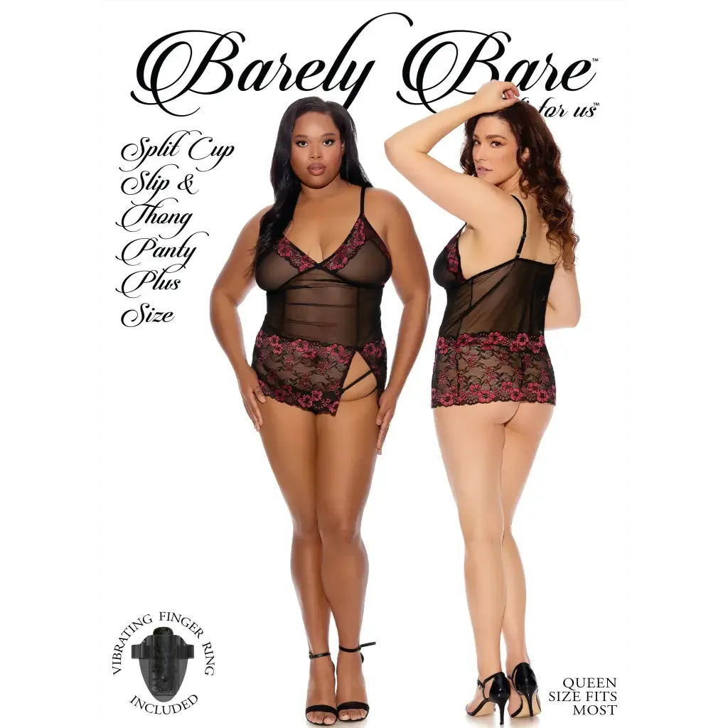 Barely Bare Split Cup Slip & Thong Panty Q/s