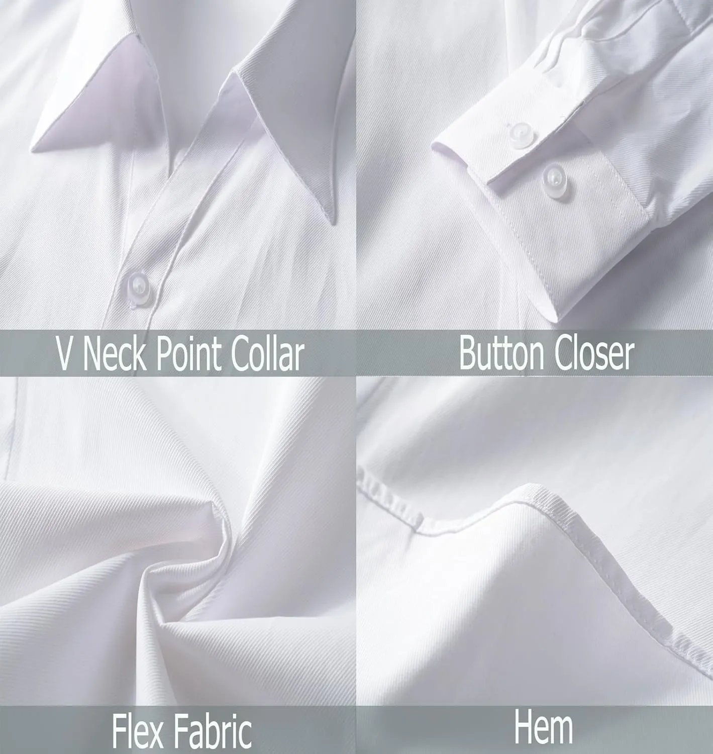 Beninos Long Sleeve V Neck Office Formal Casual Button Down Shirt Blouse for Women