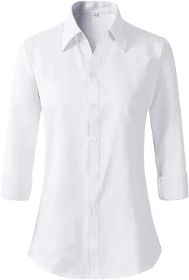 Beninos Long Sleeve V Neck Office Formal Casual Button Down Shirt Blouse for Women