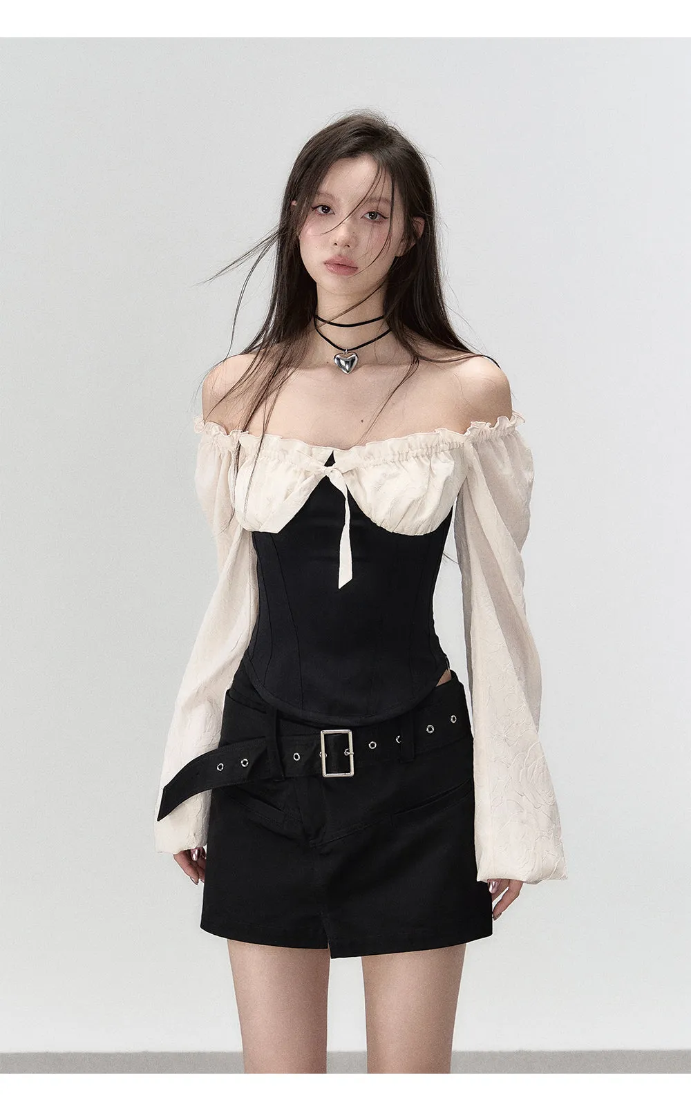 Black A-line Waistbelt Mini Skirt
