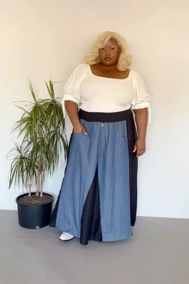 Black & Blue Jeans Skirt