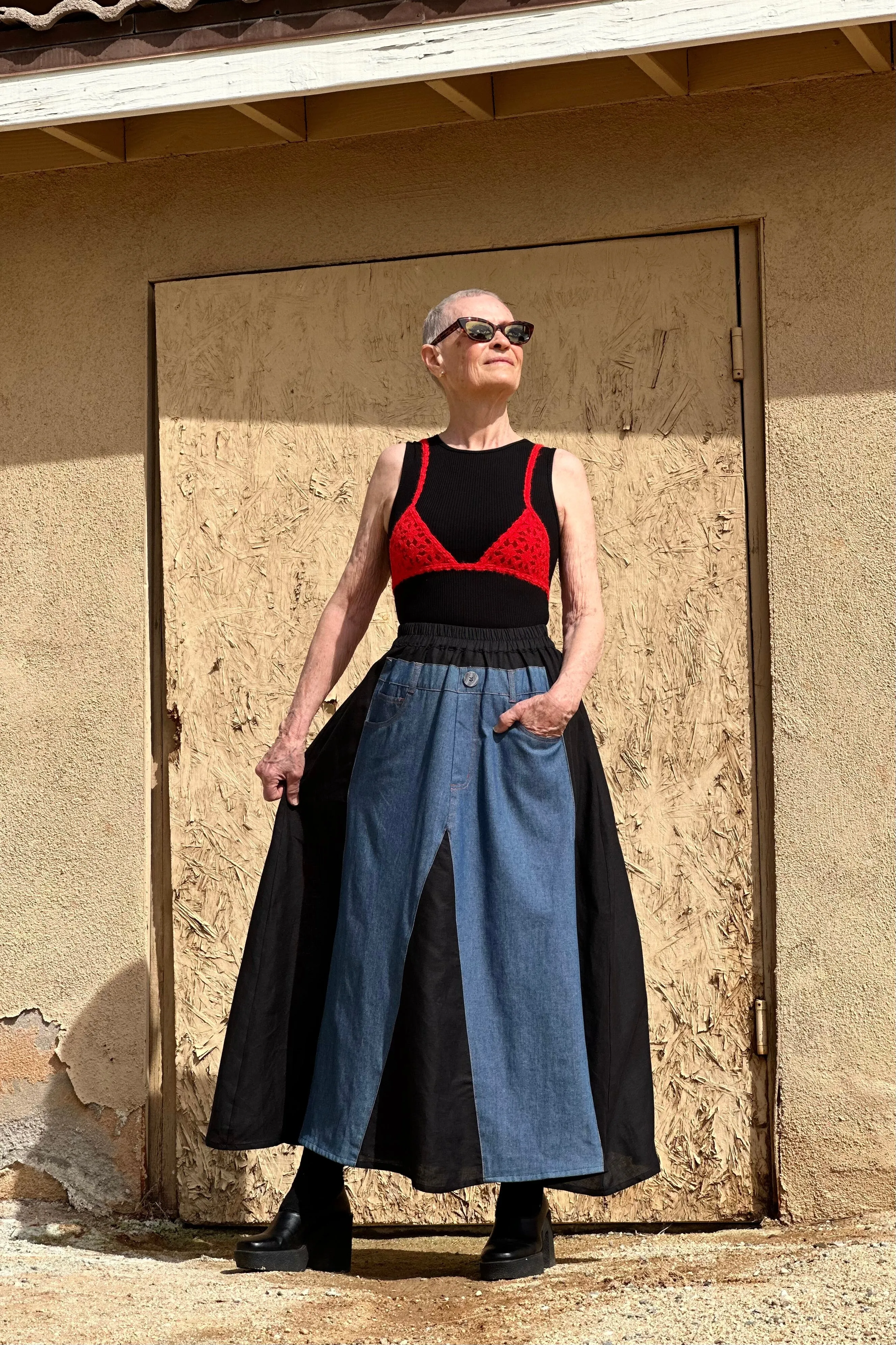 Black & Blue Jeans Skirt
