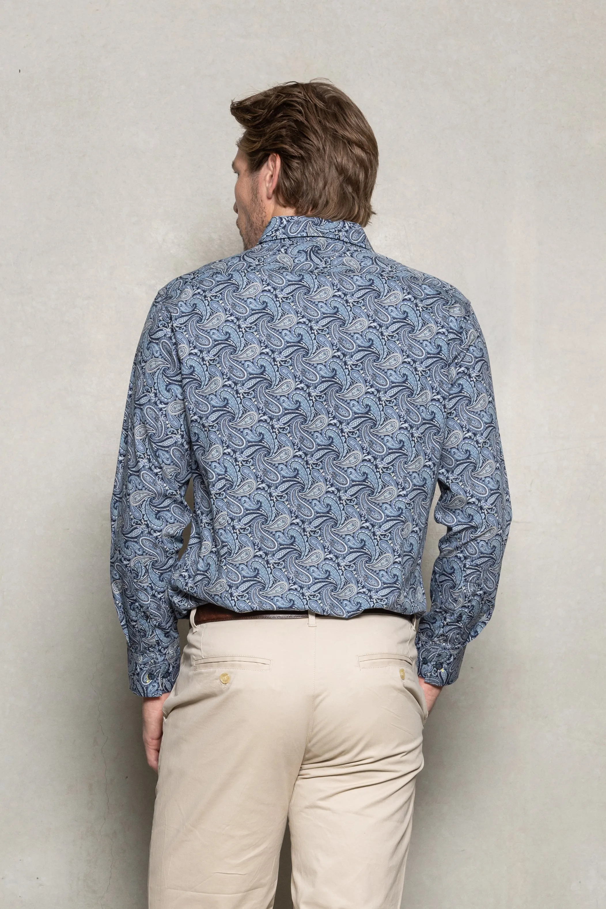 Blake Paisely Print Shirt: Thunderstorm