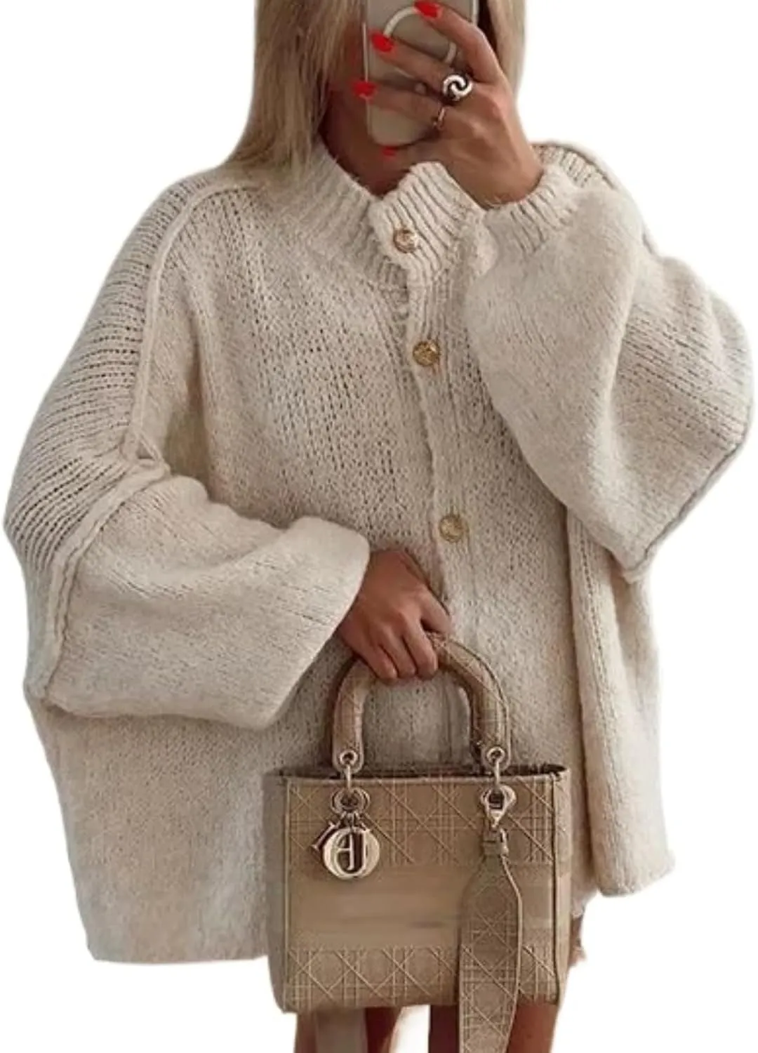 Button Up Cardigan Oversized Cardigans for Women Trendy Cute Gold Button Cardigans Old Money Fall Tops