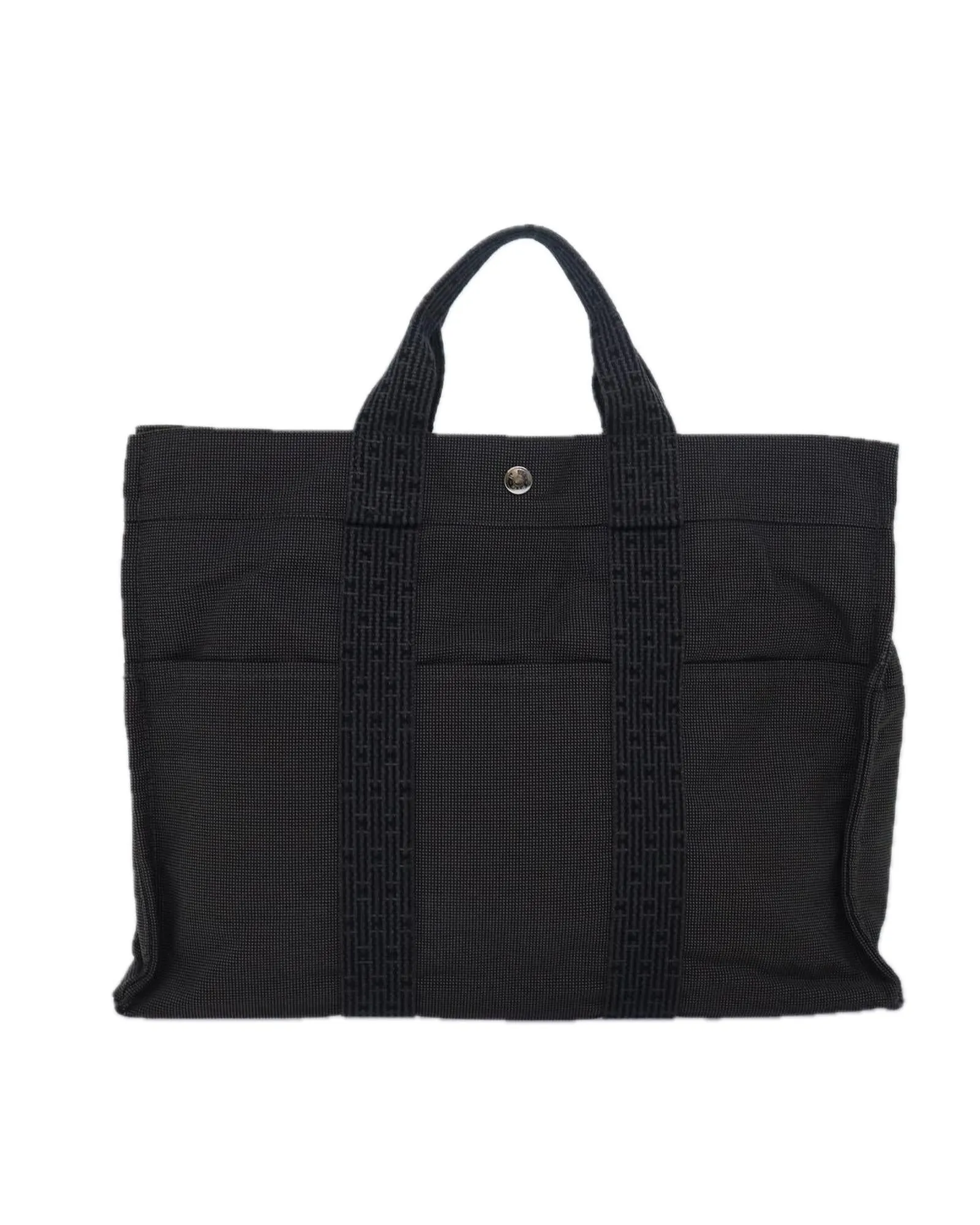 Canvas Hand Bag with Handles and Pocket Detailing