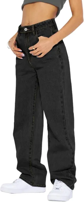 Cicy Bell Women's High Waisted Boyfriend Jeans Baggy Straight Leg Casual Denim Pants