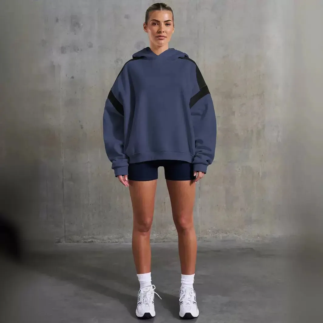 Contrast Colour Drop Shoulder Women's Hoodie