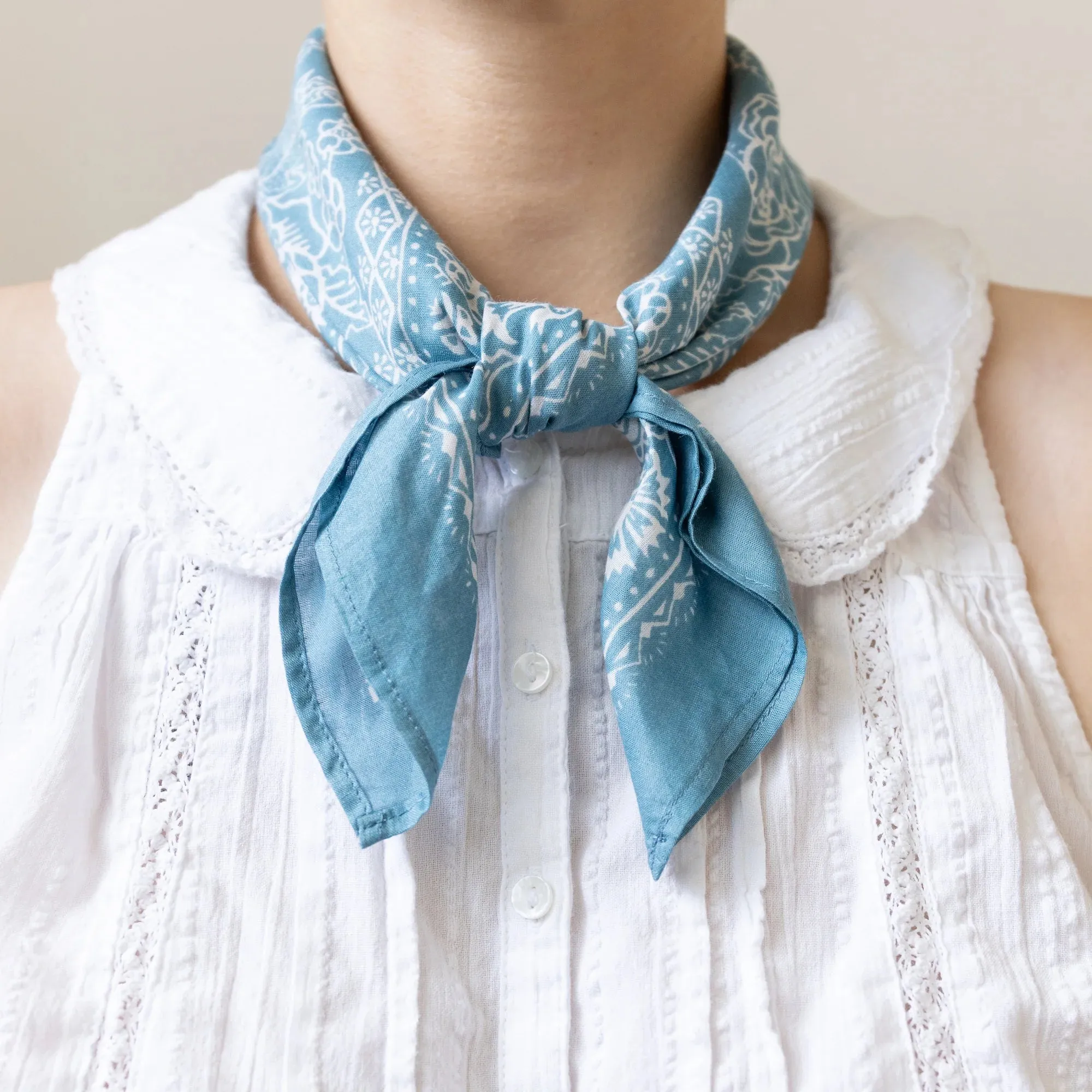 Cotton Rosey Bandana- Faded Blue