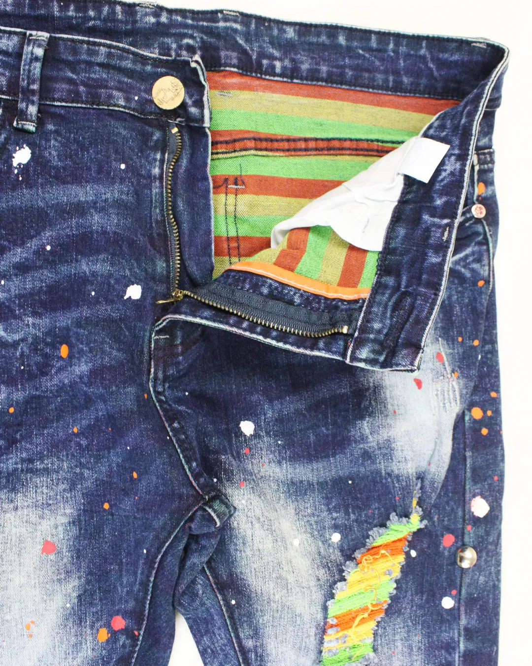 D Sqaud Blue Paint Splatter Jeans