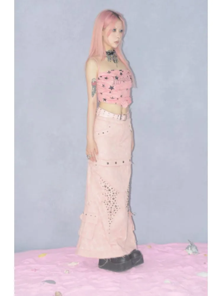 Detachable denim a-line skirt 【s0000002815】
