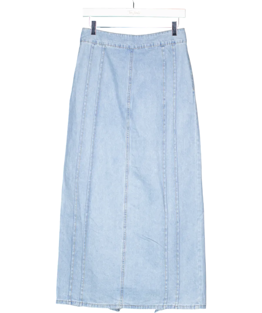 Edikted Blue Valencia Ruffle Maxi Skirt UK S