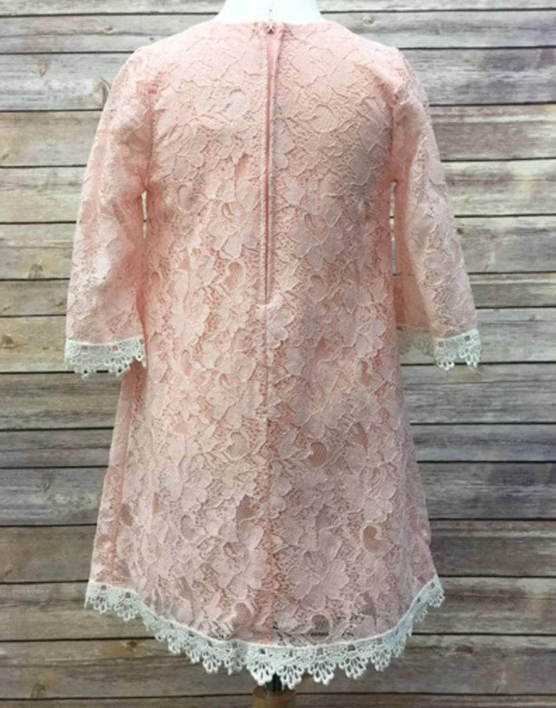 Floral Lace Dress With a Pearl Necklace - Blush