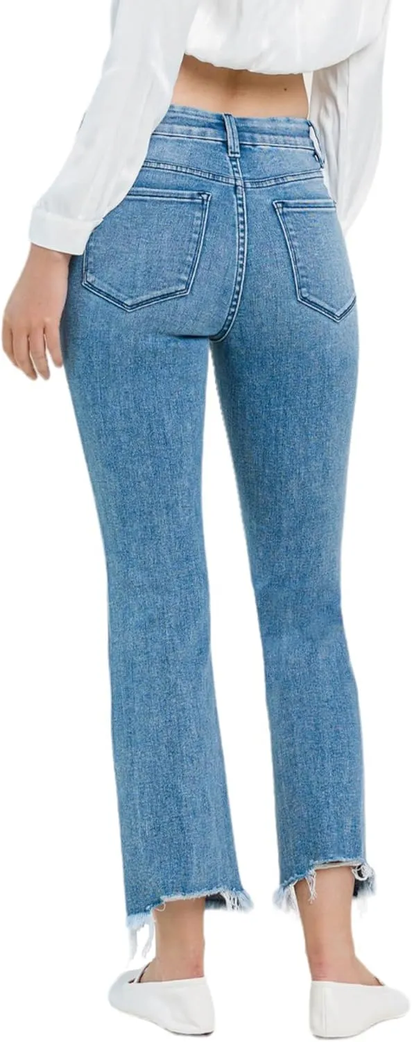 Flying Monkey High Rise Kick Flare Jeans Light Blue