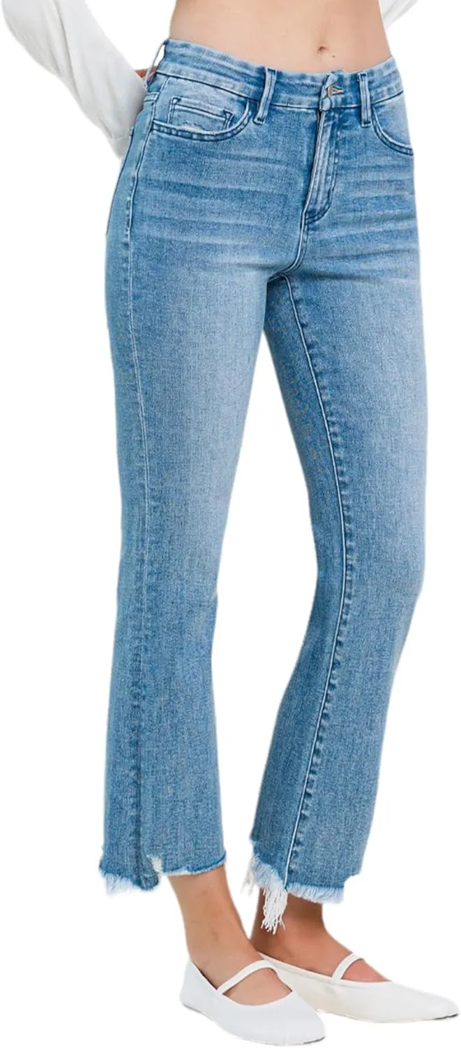 Flying Monkey High Rise Kick Flare Jeans Light Blue