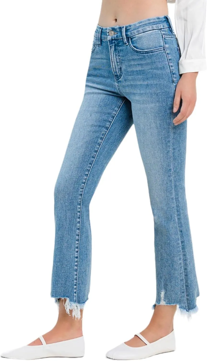 Flying Monkey High Rise Kick Flare Jeans Light Blue