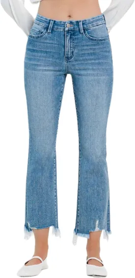 Flying Monkey High Rise Kick Flare Jeans Light Blue