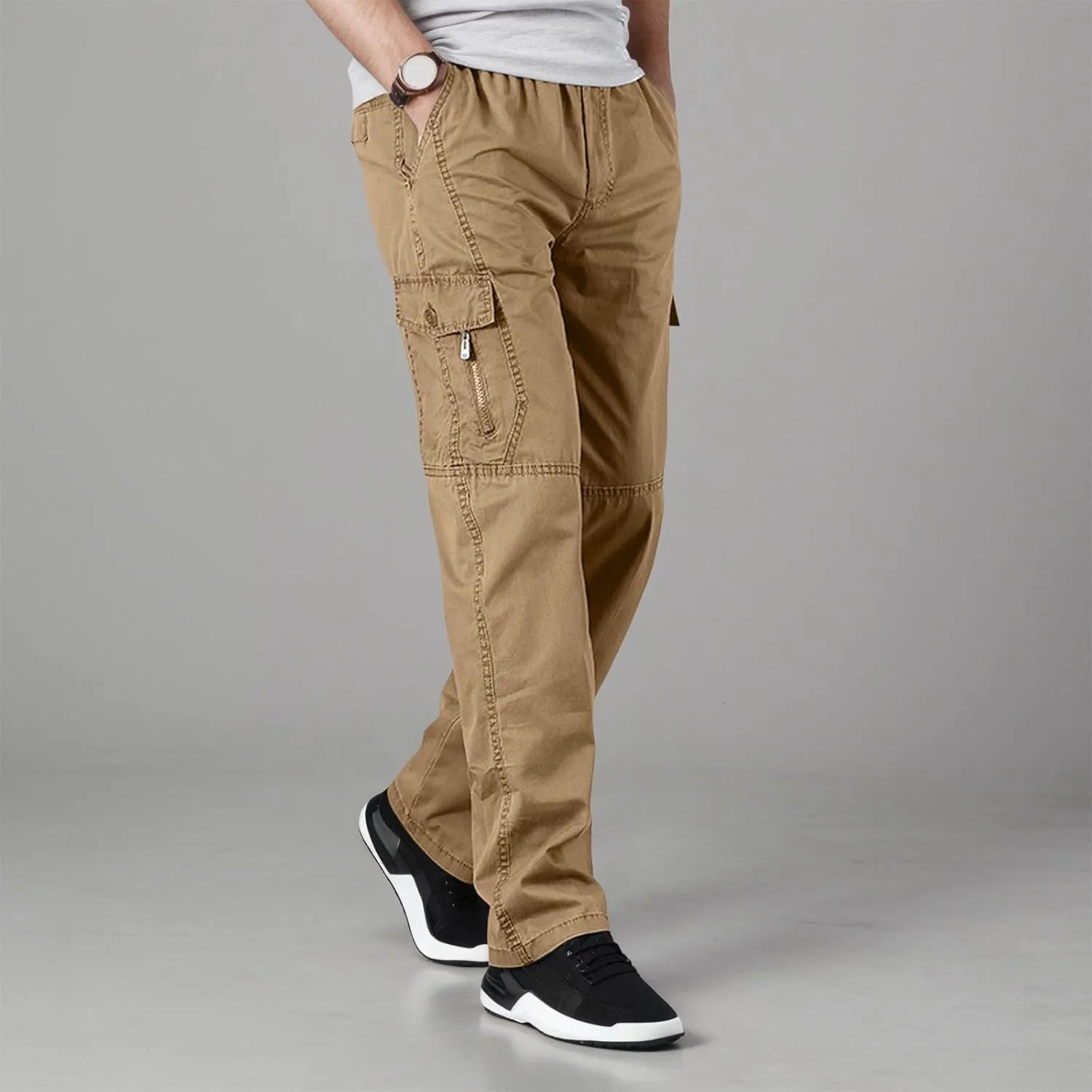 Fxbar Men's Cargo Pants Loose Fit Straight Leg Work Pants with Multi-Pockets for Daily Wear Casual Outdoor