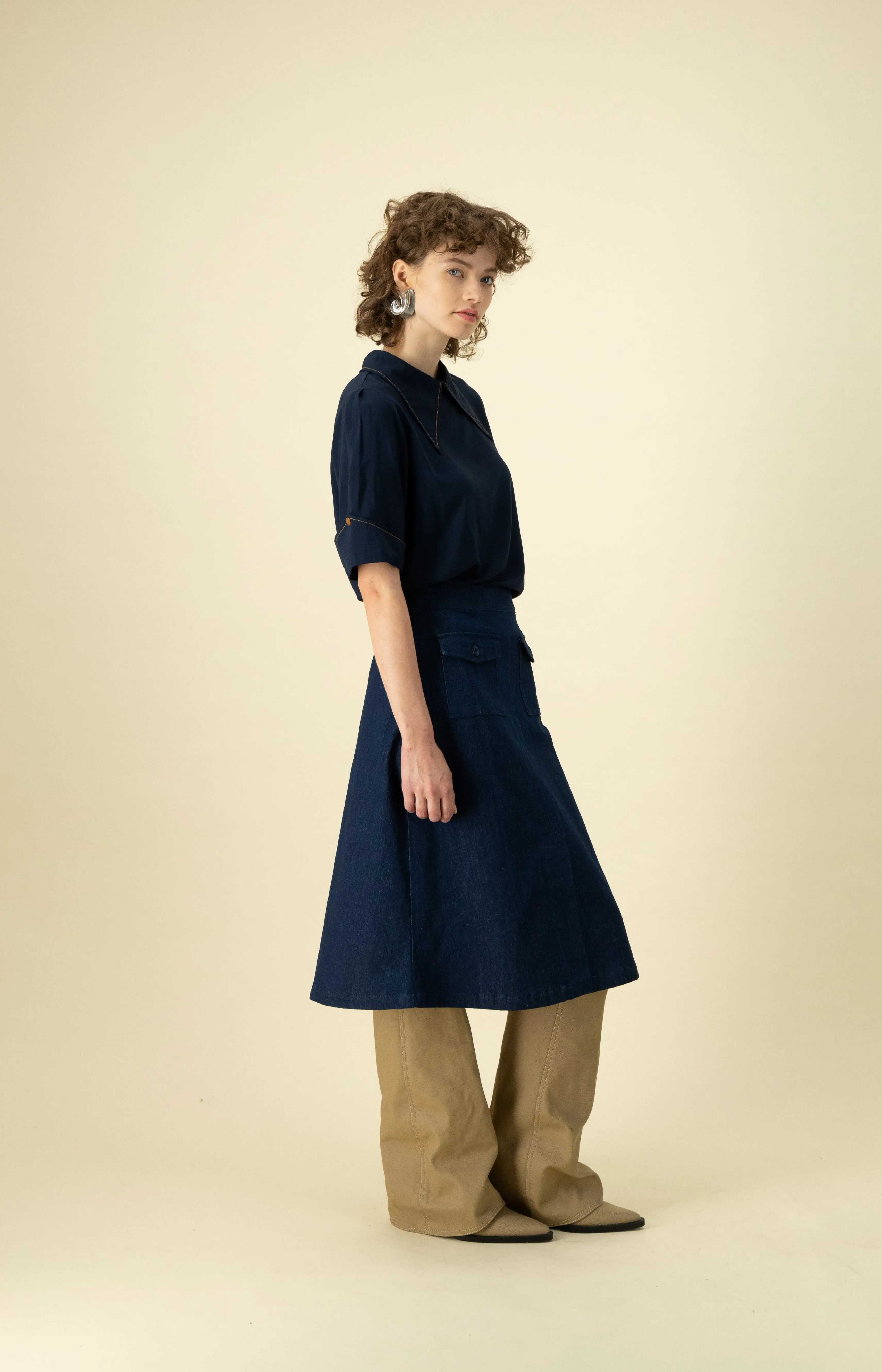 Gallery Pocket Skirt Blue Denim