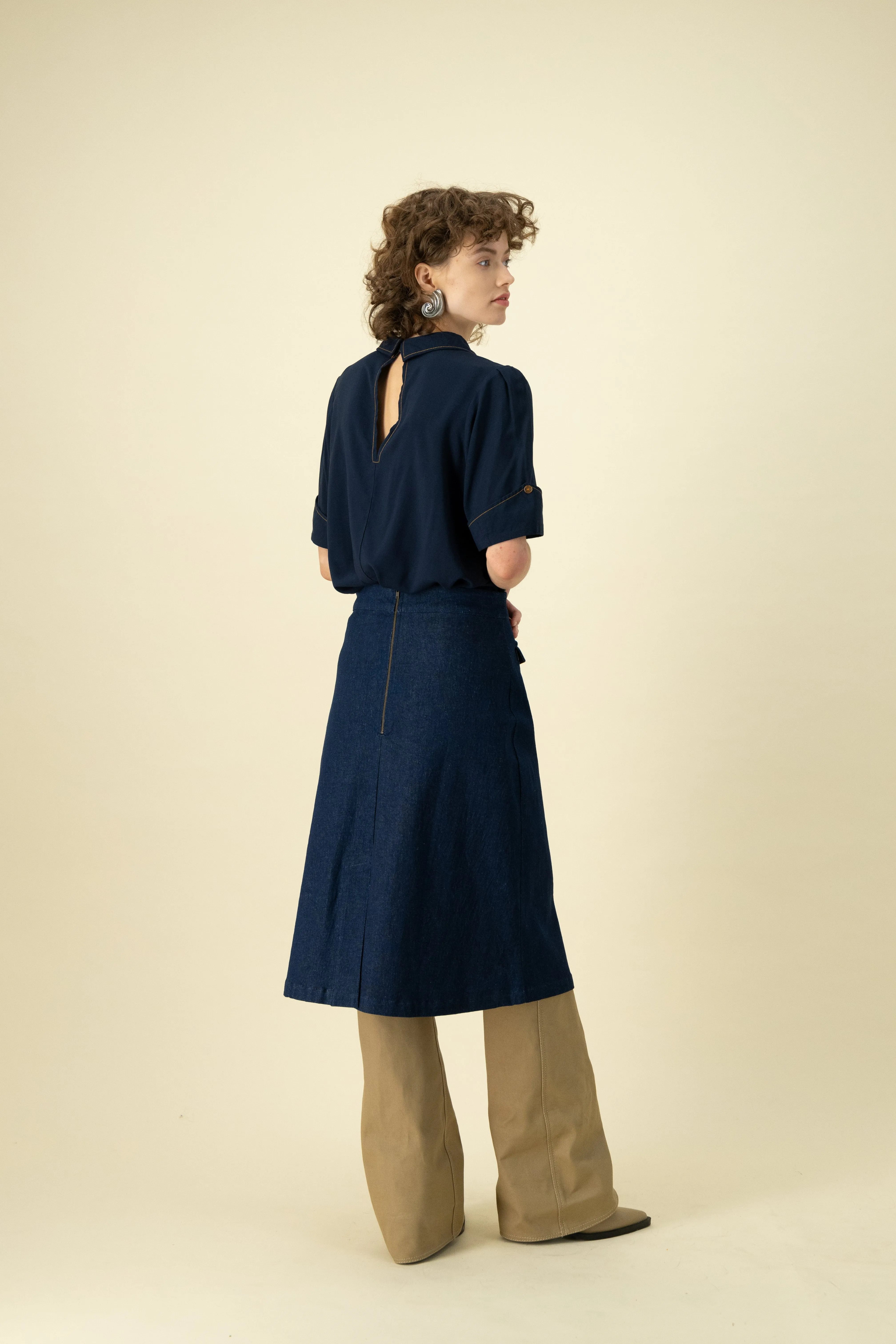 Gallery Pocket Skirt Blue Denim