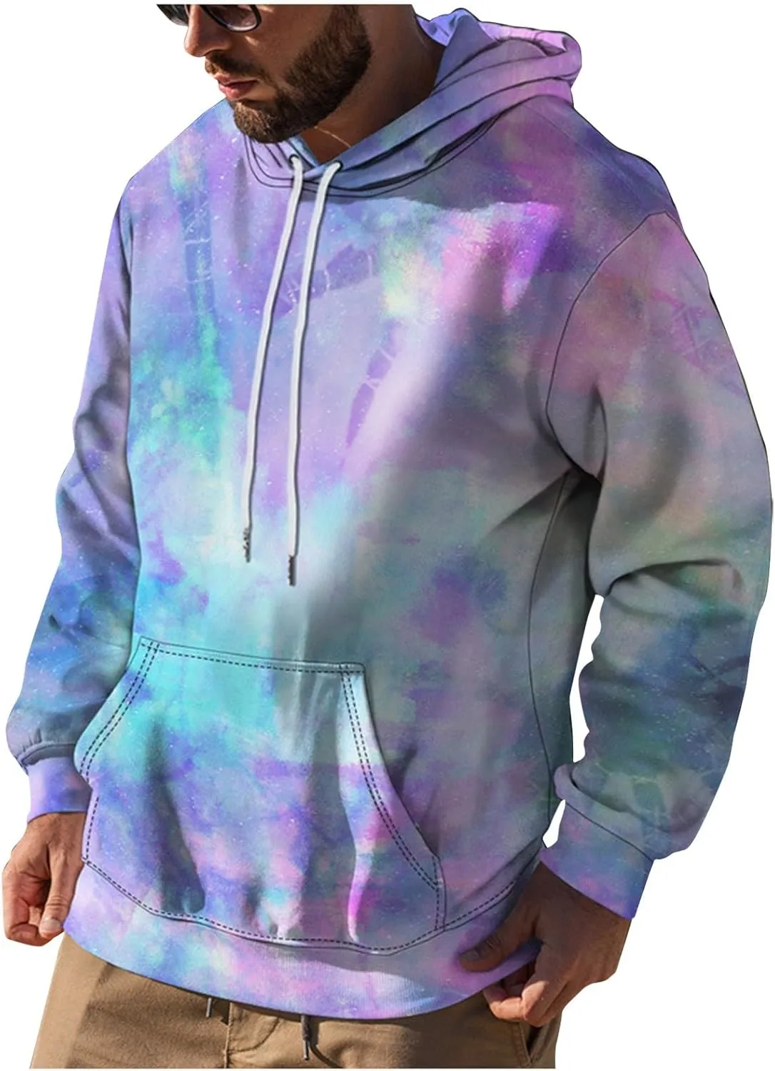 GOFULY Mens Sweatshirt Hoodie Lightweight Fall Tie Dye Hoodies Long Sleeve Pullover Sweatshirts Drawstring Shirt With Pocket