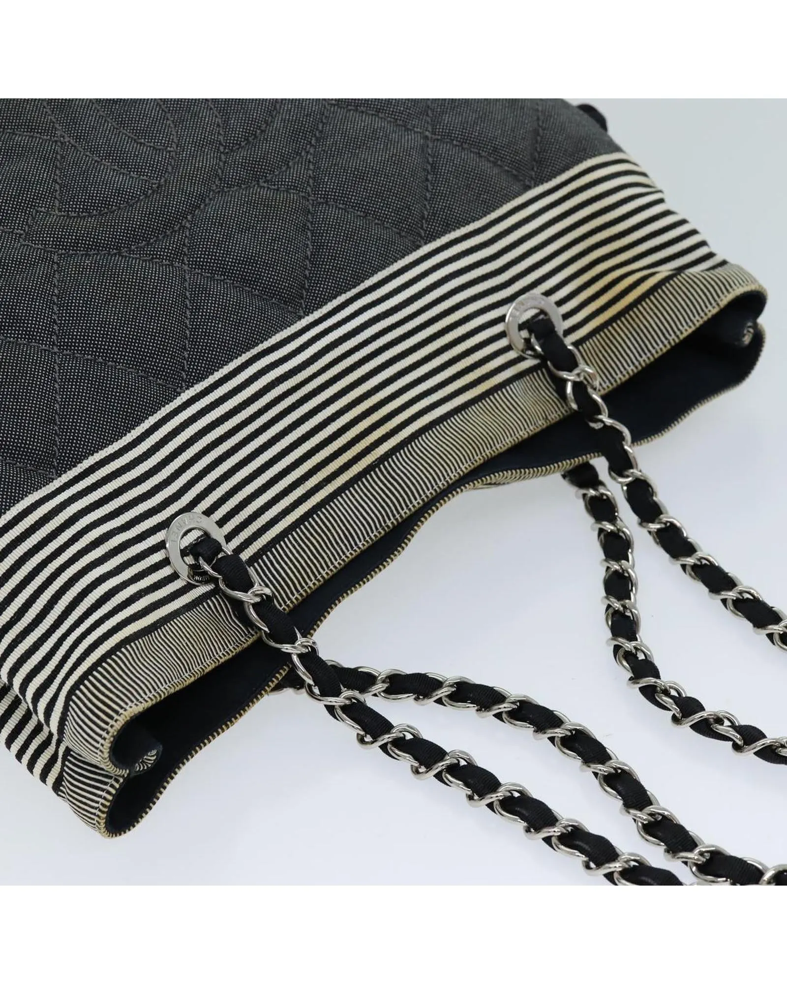 Gray Canvas Matelasse Chain Tote with COCO Mark by Chanel
