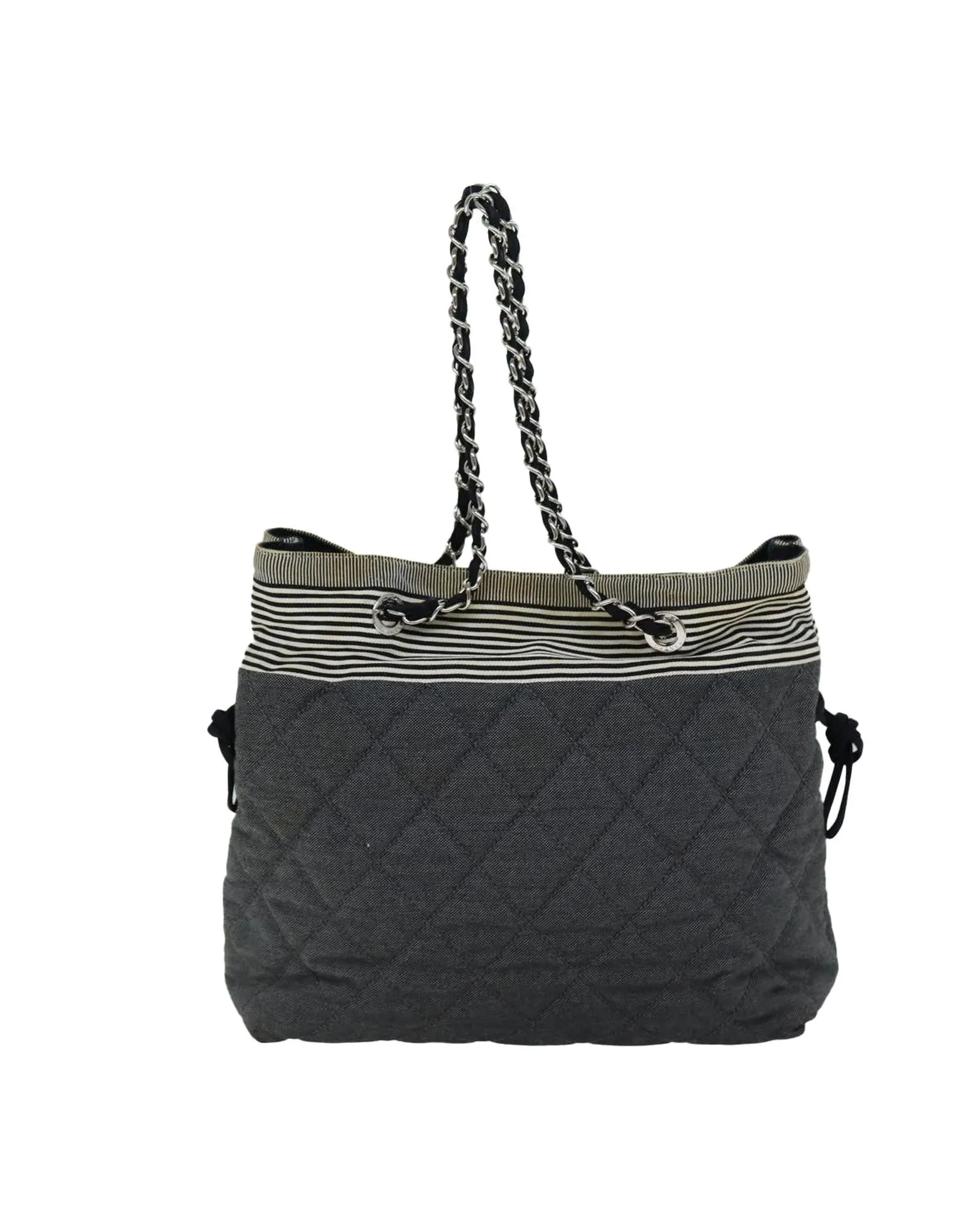 Gray Canvas Matelasse Chain Tote with COCO Mark by Chanel