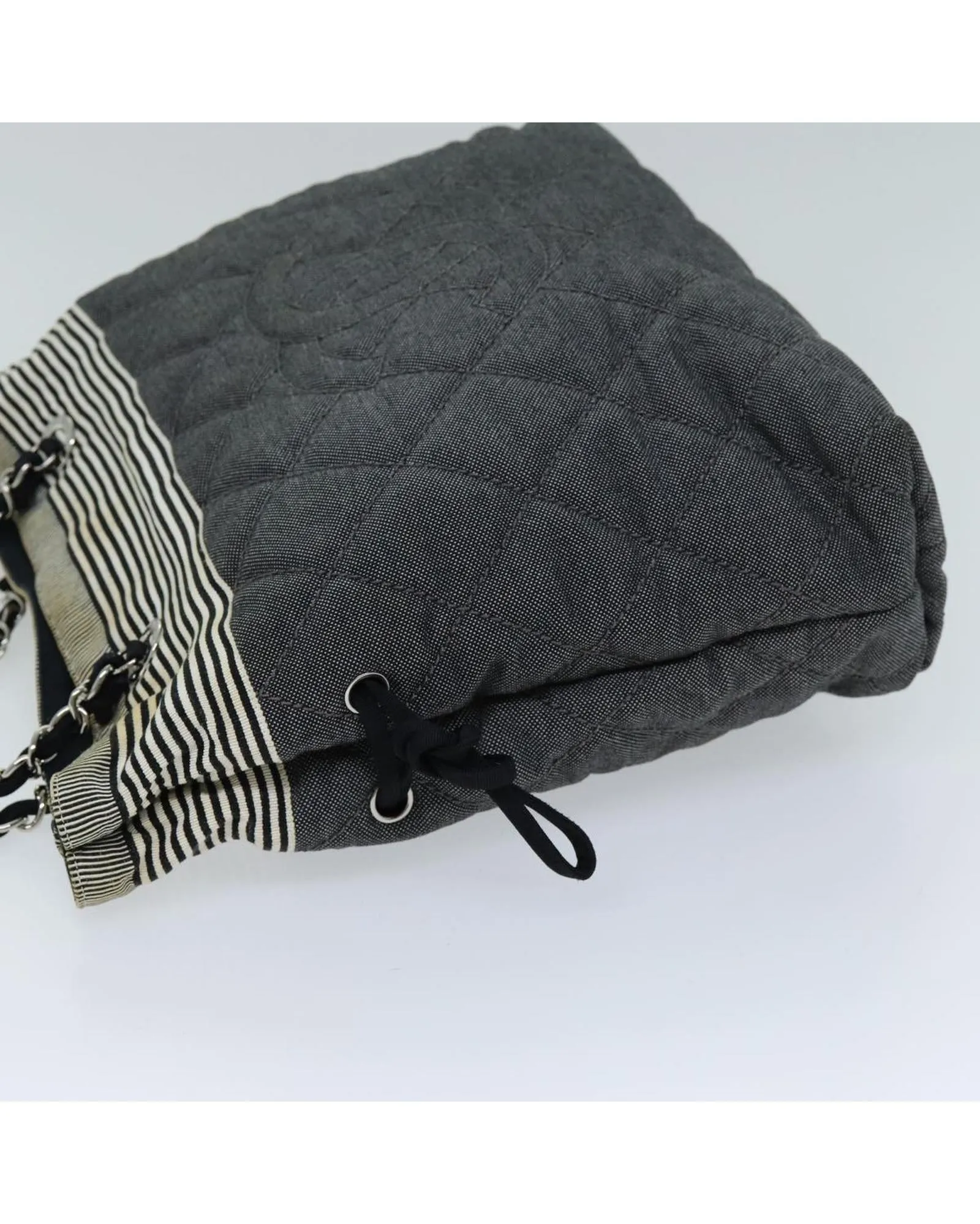 Gray Canvas Matelasse Chain Tote with COCO Mark by Chanel