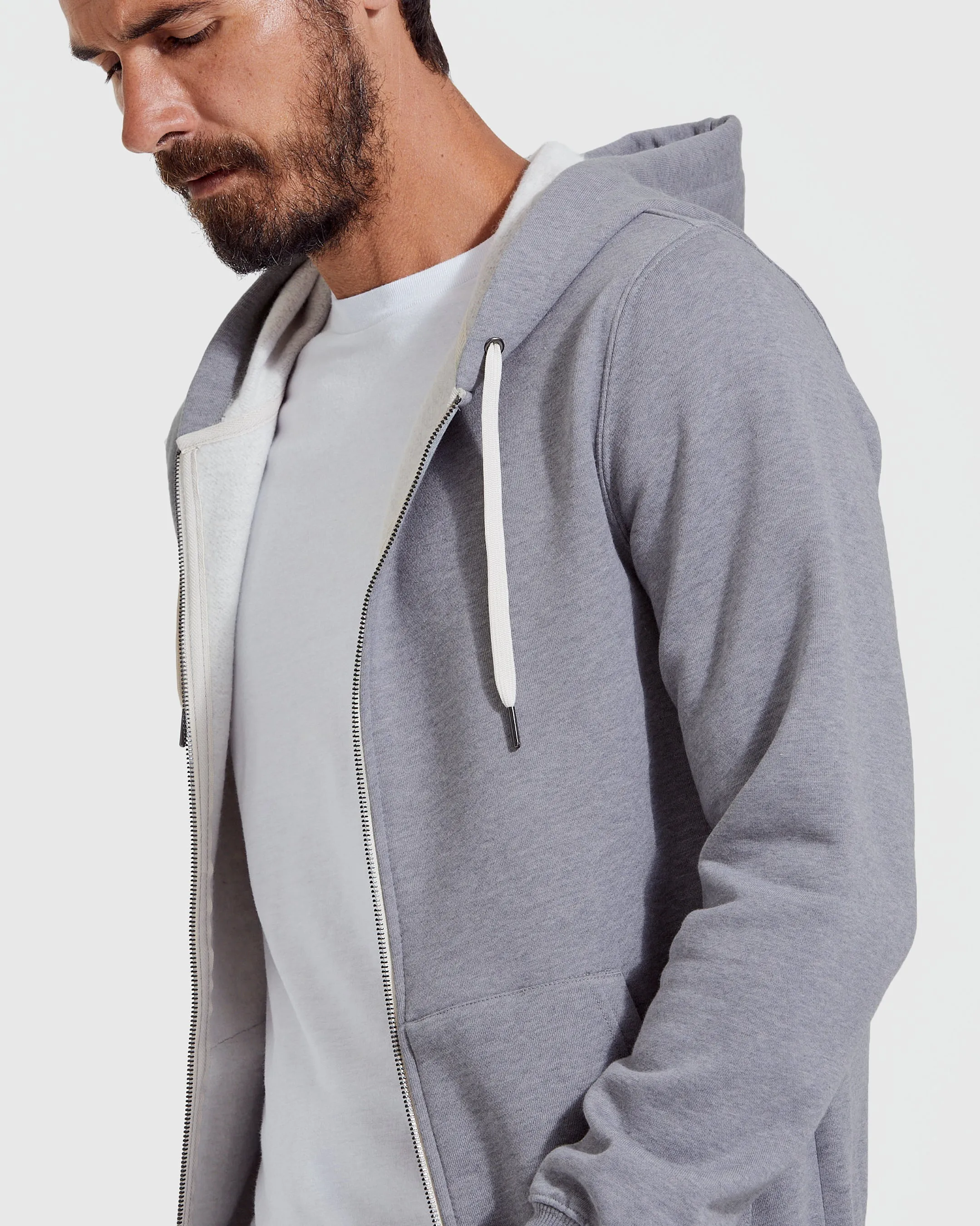 Heather Gray Fleece French Terry Zip Hoodie