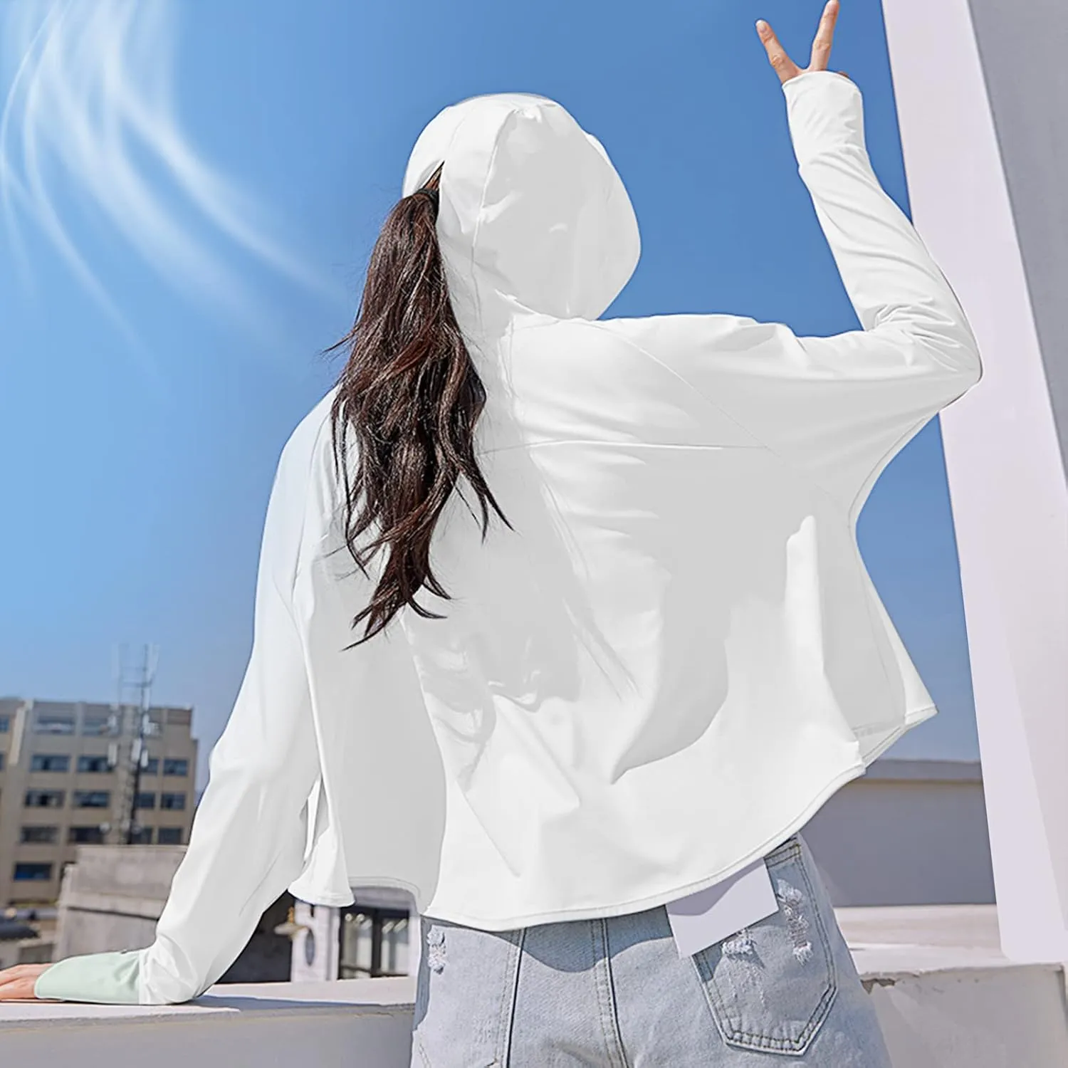 Hercicy 2 Pcs UV Protection Clothing Sun Protection Hoodie Jacket Full Zip UV Block Clothing for Women