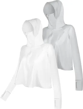 Hercicy 2 Pcs UV Protection Clothing Sun Protection Hoodie Jacket Full Zip UV Block Clothing for Women