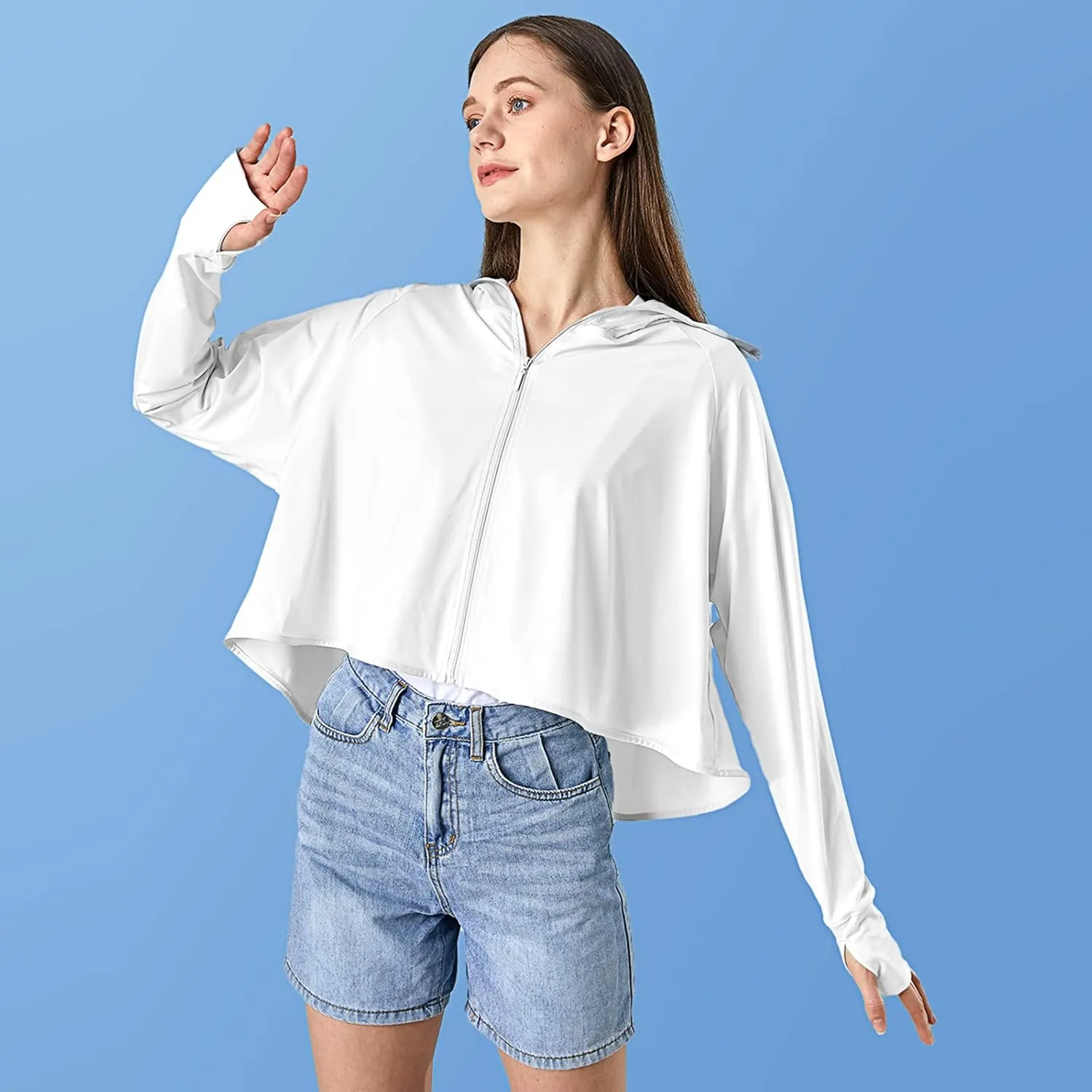 Hercicy 2 Pcs UV Protection Clothing Sun Protection Hoodie Jacket Full Zip UV Block Clothing for Women