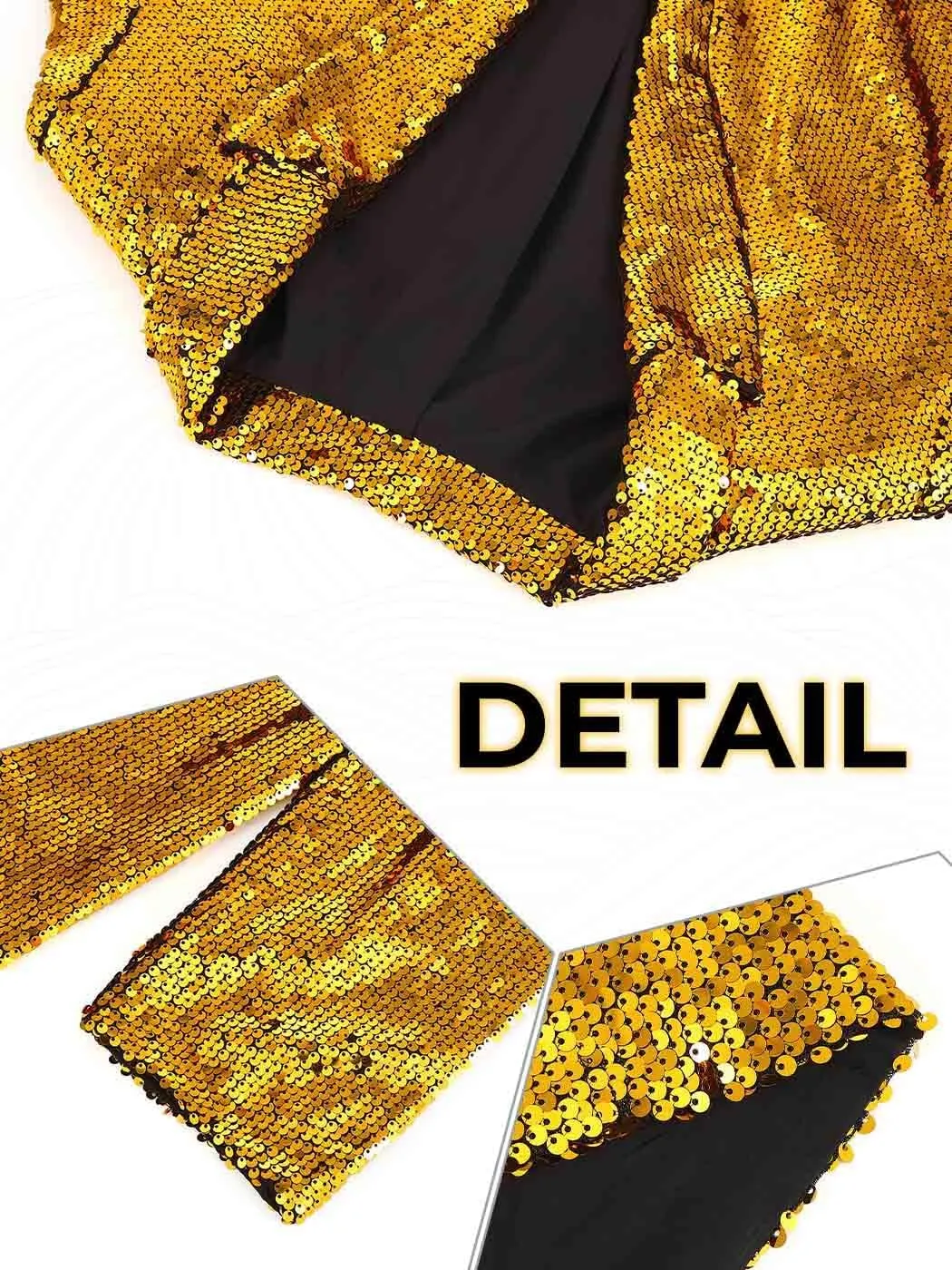 JEWEKY Sequin Blazer Open Front Blazer Jackets Sparkly Party Jacket Lapel Long Sleeve Cardigan Coat for Women