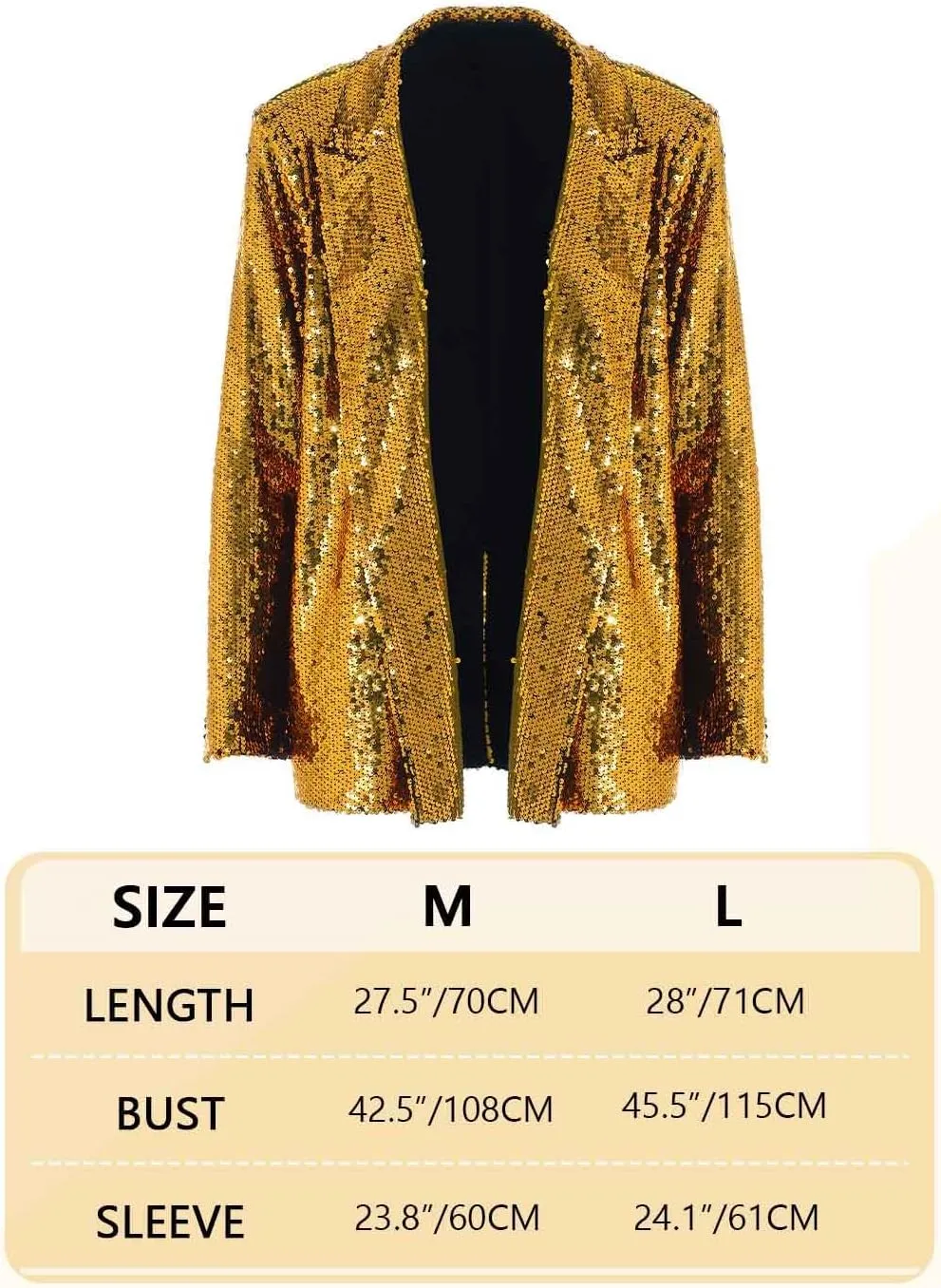 JEWEKY Sequin Blazer Open Front Blazer Jackets Sparkly Party Jacket Lapel Long Sleeve Cardigan Coat for Women
