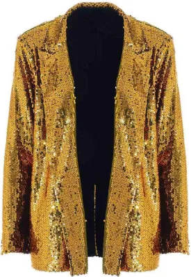 JEWEKY Sequin Blazer Open Front Blazer Jackets Sparkly Party Jacket Lapel Long Sleeve Cardigan Coat for Women