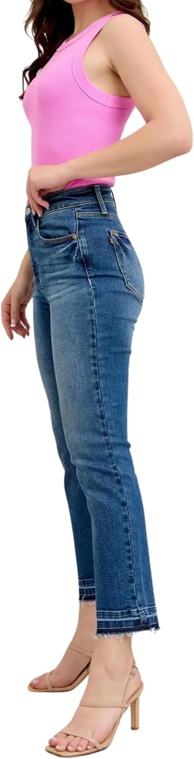 Judy Blue High Waist Vintage Medium Wash Release Hem Kick Flare