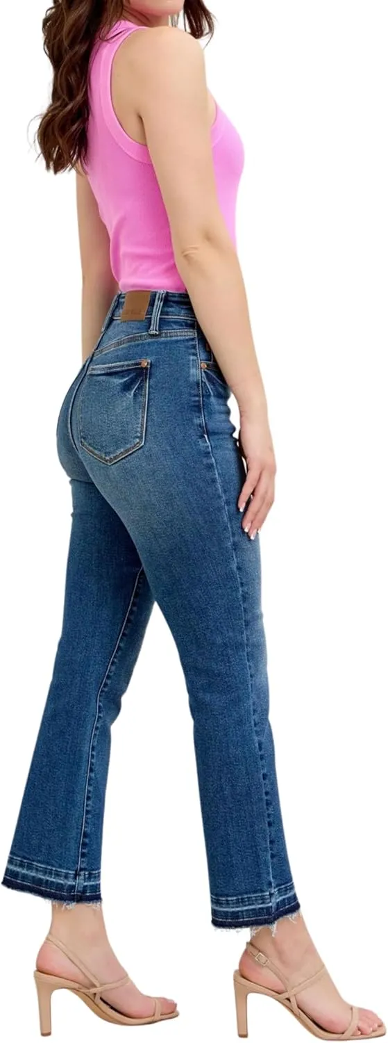 Judy Blue High Waist Vintage Medium Wash Release Hem Kick Flare