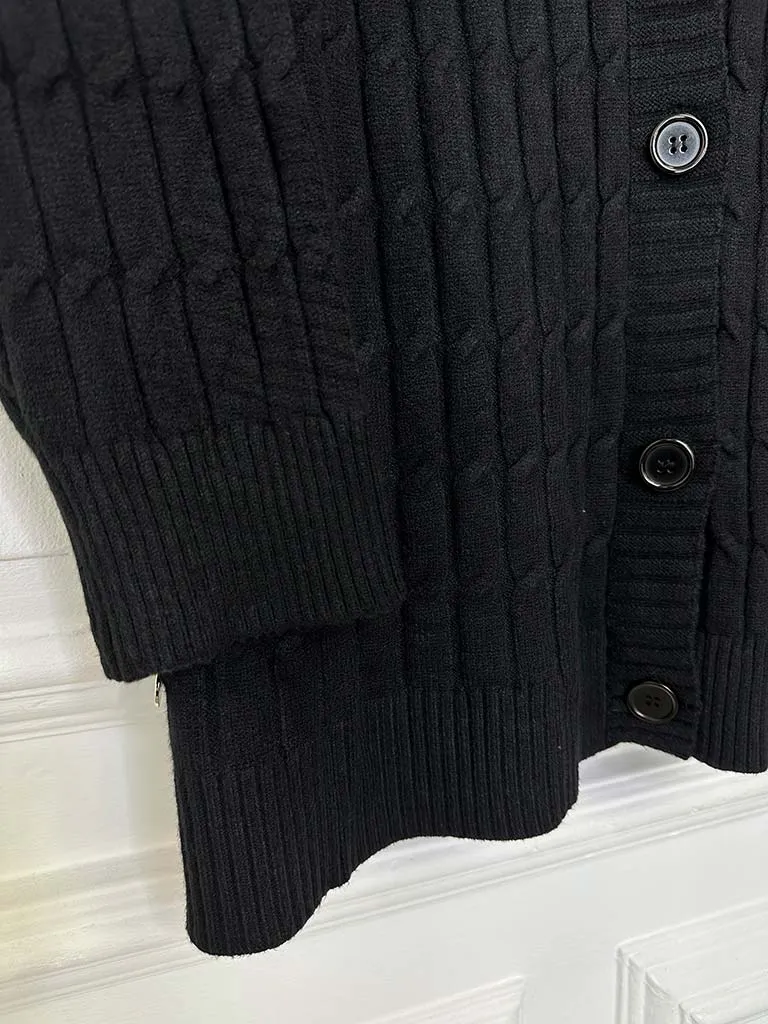 Malissa J Cable Knit Cardigan - Black