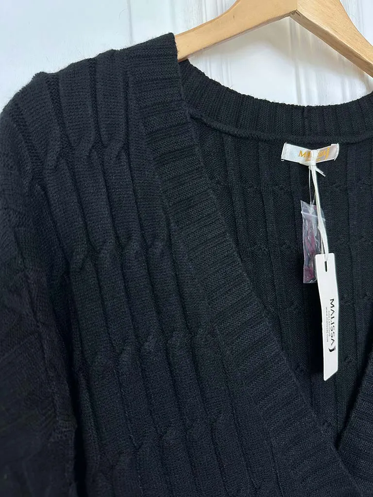 Malissa J Cable Knit Cardigan - Black