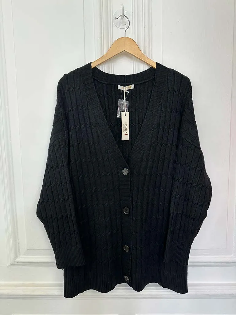 Malissa J Cable Knit Cardigan - Black