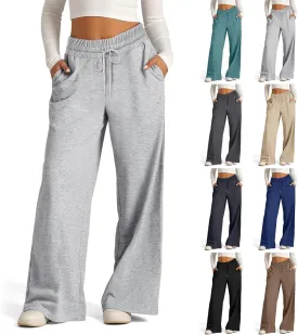 Oversized Wide Leg Sweatpants Women High Waisted Jogger Sweat Pants Drawstring Lightweight Travel Pant with Pockets