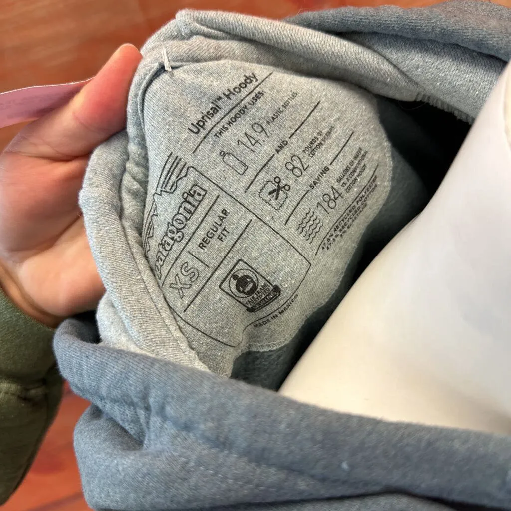 PATAGONIA TEAL GRAY HOODED TOP SIZE X SMALL